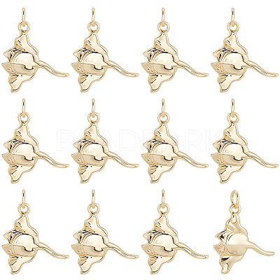 12Pcs Manta Ray Brass Pendants KK-BBC0019-77-1