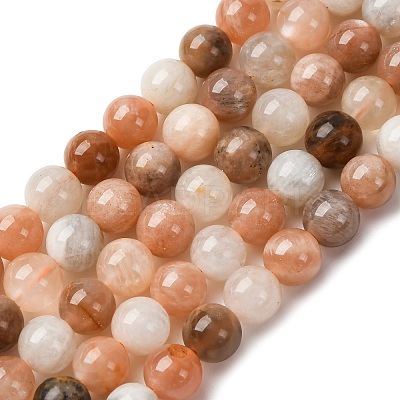 Natural Multi-Moonstone Beads Strands G-O030-6mm-10-1