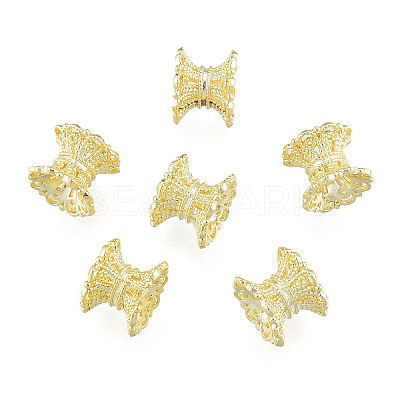 Brass Double Bead Caps X-KK-N259-23-1