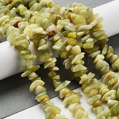 Natural Lemon Jade Chip Bead Strands G-M205-22-1