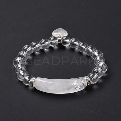 Natural Quartz Crystal Beads Charm Bracelets BJEW-K164-B01-1