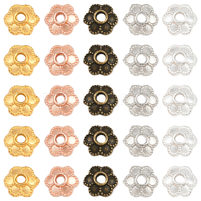 350Pcs 5 Colors Alloy Bead Caps Enamel Settings FIND-PA0001-08-1
