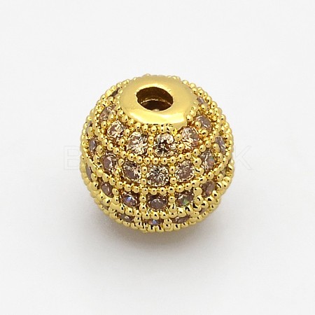 Brass Micro Pave Grade AAA Cubic Zirconia Beads KK-E711-8mm-113G-NR-1