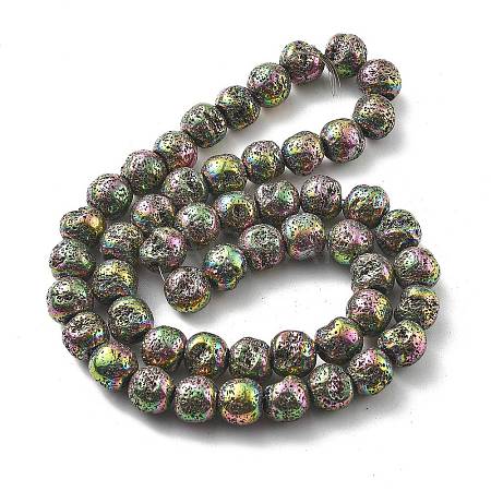 Electroplated Natural Lava Rock Beads Strands G-A251-E01-01I-1