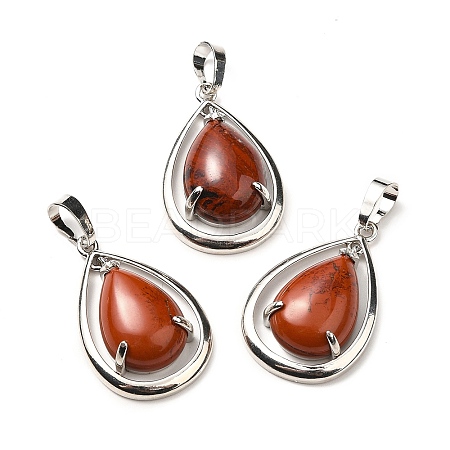 Natural Red Jasper Pendants G-B033-04P-21-1