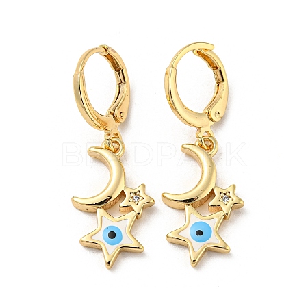 Golden Brass Dangle Leverback Earrings EJEW-A033-18G-04-1