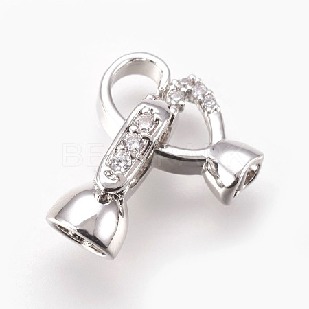 Brass Micro Pave Cubic Zirconia Fold Over Clasps KK-P164-08P-1
