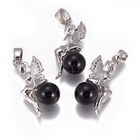 Natural Obsidian Pendants G-L512-E10-1