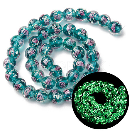 Luminous Handmade Glod Sand Lampwork Beads Strands LAMP-B028-03P-10mm-1