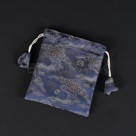 Rectangle Chinese Style Cloth Jewelry Drawstring Gift Bags for Earrings PAAG-PW0007-07A-1