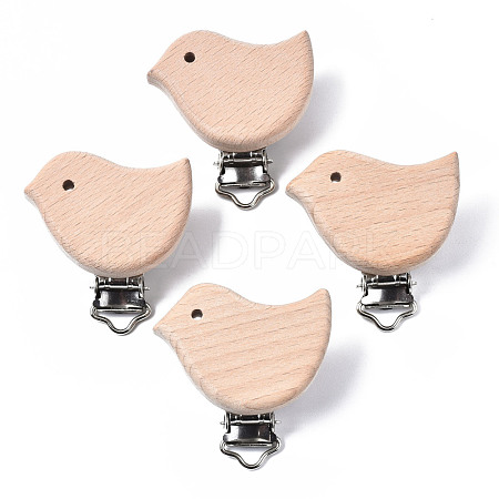 Beech Wood Baby Pacifier Holder Clips WOOD-T015-06-01-1
