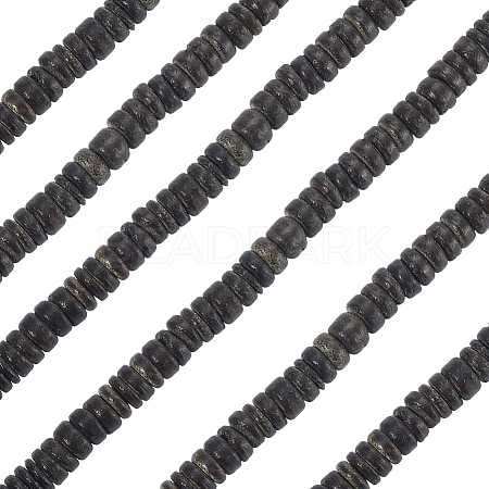6 Strands Natural Coconut Shell Rondelle Bead Strands COCB-SC0001-02B-1