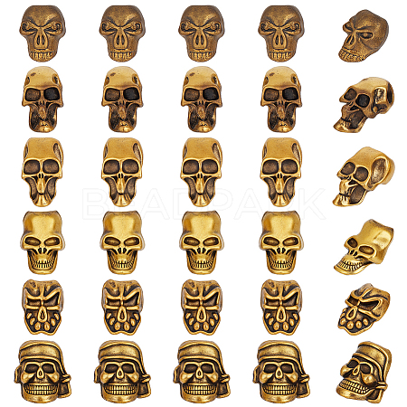30Pcs 6 Styles Tibetan Style Alloy European Beads MPDL-PH0001-18AG-1