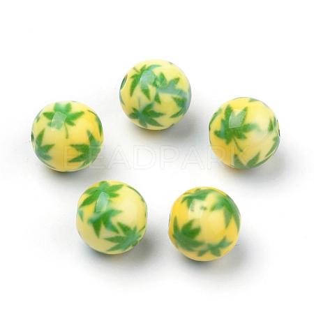 Opaque Printed Acrylic Beads MACR-S271-12mm-08-1