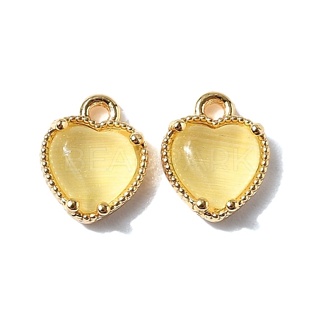 Heart Brass Charms KK-D024-02C-G-1