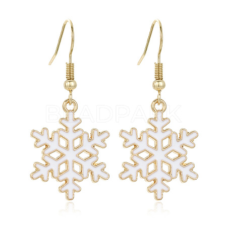 Snowflake Alloy Enamel Dangle Earrings FS-WGD9918-01-1