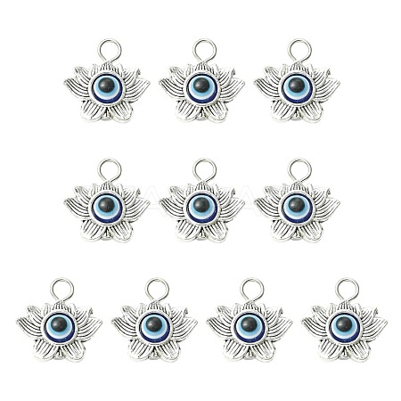 10Pcs Evil Eye Alloy Resin Pendants PALLOY-FS00058-02-1