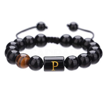 Adjustable Natural Tiger Eye and Glass Beaded Braided Bead Bracelets for Men Women FS-WGD7D76-16-1