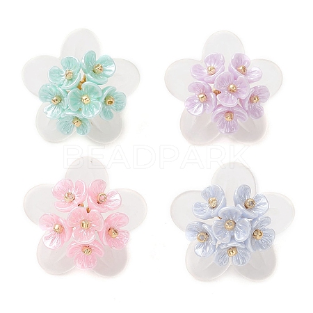 4Pcs Frosted Acrylic Bead Caps Pendants PALLOY-MZ01310-1