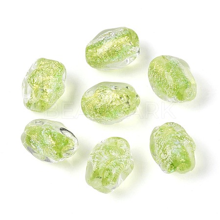 Handmade Foil Glass Beads Strands FOIL-N033-02E-1