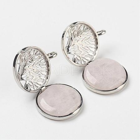 Natural Rose Quartz Pendants G-G910-C03-1