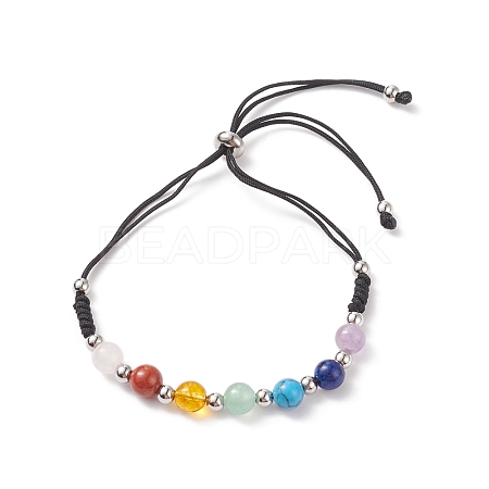 Natural & Synthetic Gemstone Round Beaded Bracelets BJEW-JB08716-02-1