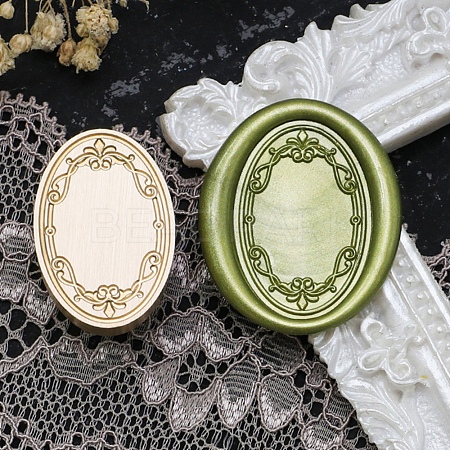 Oval Flower Frame Brass Stamp Heads AJEW-M037-07G-01-1