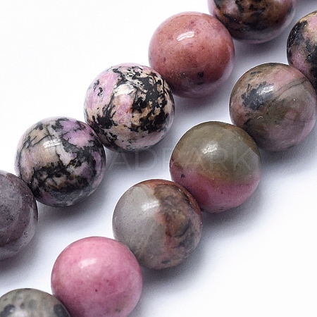 Natural Rhodonite Beads Strands X-G-G717-6mm-1