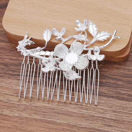 Iron Hair Comb Cabochon Settings OHAR-PW0001-422S-1