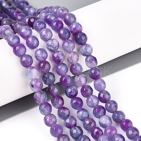 Dyed Natural White Jade Beads Strands G-T139-6mm-60-14-1