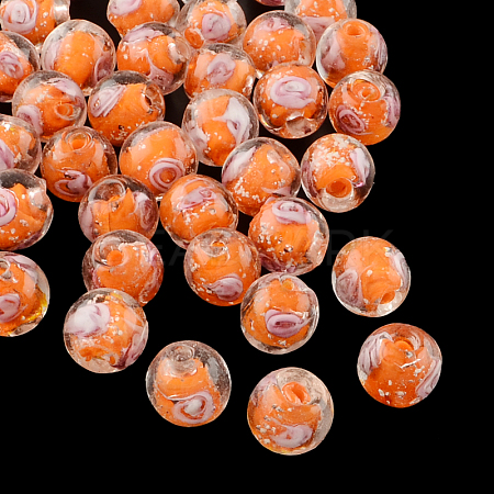 Handmade Luminous Inner Flower Lampwork Beads LAMP-R129-12mm-05-1