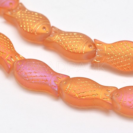Frosted Electroplate Glass Fish Beads Strands X-EGLA-M001-D02-1