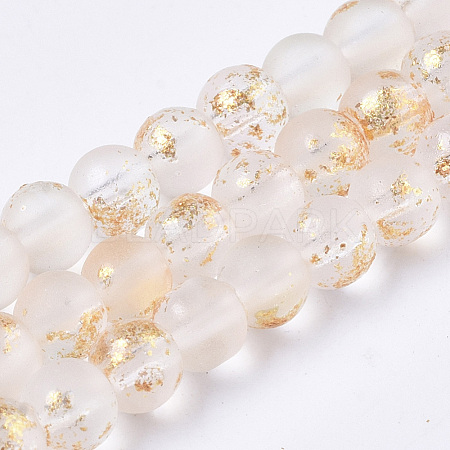 Frosted Spray Painted Glass Beads Strands X-GLAA-N035-03A-C10-1