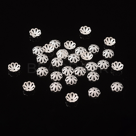 Silver Color Flower Brass Bead Spacer Caps X-EC131-S-1