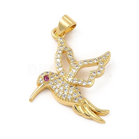 Rack Plating Brass Micro Pave Cubic Zirconia Pendants KK-E072-18G-1
