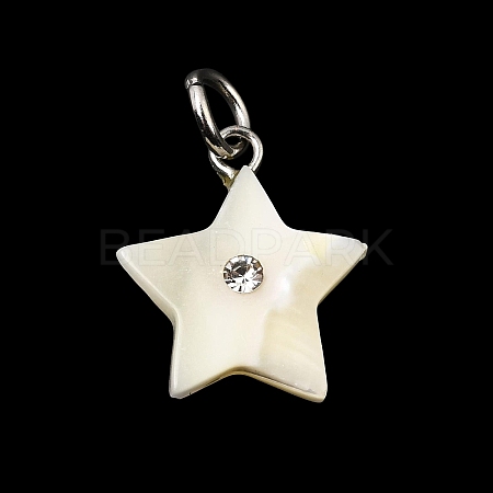 Natural White Shell & Crystal Rhinestone Pendants SH-CBAC52B-01B-1