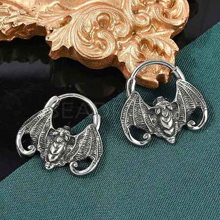 Bat 316 Surgical Stainless Steel Hoop Earrings X-EJEW-G416-31AS-1