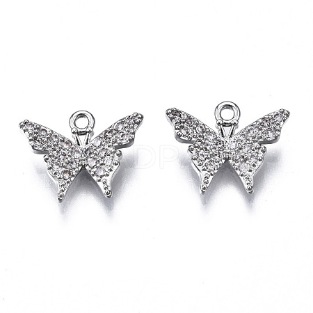 Brass Micro Pave Clear Cubic Zirconia Charms ZIRC-S069-022P-1