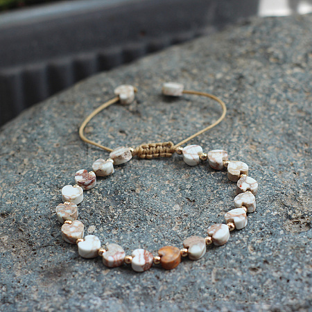 Bohemian Dyed Natural Imperial Jasper Heart Bead Braided Bead Bracelets for Women FS-WG782CA-01-1