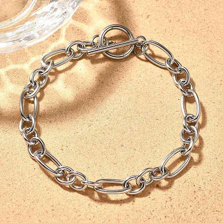 Tarnish Resistant Unisex 304 Stainless Steel Figaro Chain Bracelets BJEW-H541-06A-P-1