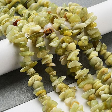 Natural Lemon Jade Chip Bead Strands G-M205-22-1