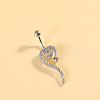 316L Surgical Stainless Steel Pave Cubic Zirconia Enamel Dangle Curved Barbell Belly Rings FS-WGB5546-08-1