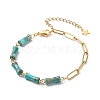 Natural Imperial Jasper(Dyed) Bamboo Joint Beaded Bracelet with Golden 304 Stainless Steel Chains for Women BJEW-JB09028-2