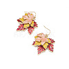 Alloy Enamel Maple Leaf Dangle Earrings for Women WG7F916-01-4