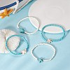 4Pcs 4 Style Dyed Synthetic Turquoise Starfish & Turtle Beaded Stretch Bracelets Set for Women BJEW-JB09338-2