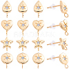 16Pcs Brass Micro Pave Clear Cubic Zirconia Stud Earring Findings MAK-BBC0001-19B-1