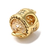 Flower Rack Plating Brass Micro Pave Cubic Zirconia European Beads KK-G511-04A-G-3