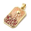 Rectangle with Sun Brass Pendants KK-C134-35G-3