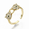 Brass Micro Pave Clear Cubic Zirconia Cuff Rings RJEW-S044-076-NF-1