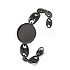 304 Stainless Steel Coffee Bean Chain Cuff Bracelet Blanks with Flat Round Bezel Settings SA-CBA4160-02C-EB-1